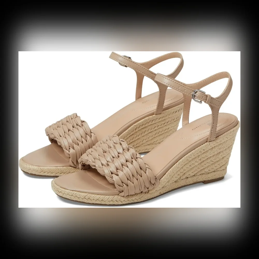 NWB Bandolino Womens Jingle 3‎ Faux Leather Ankle Strap Wedge Sandals Size 11